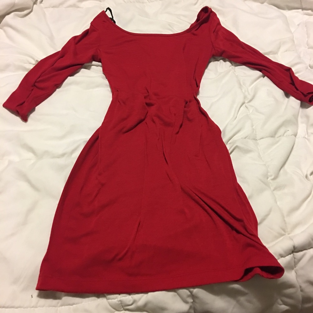 Red backless or strap back dress